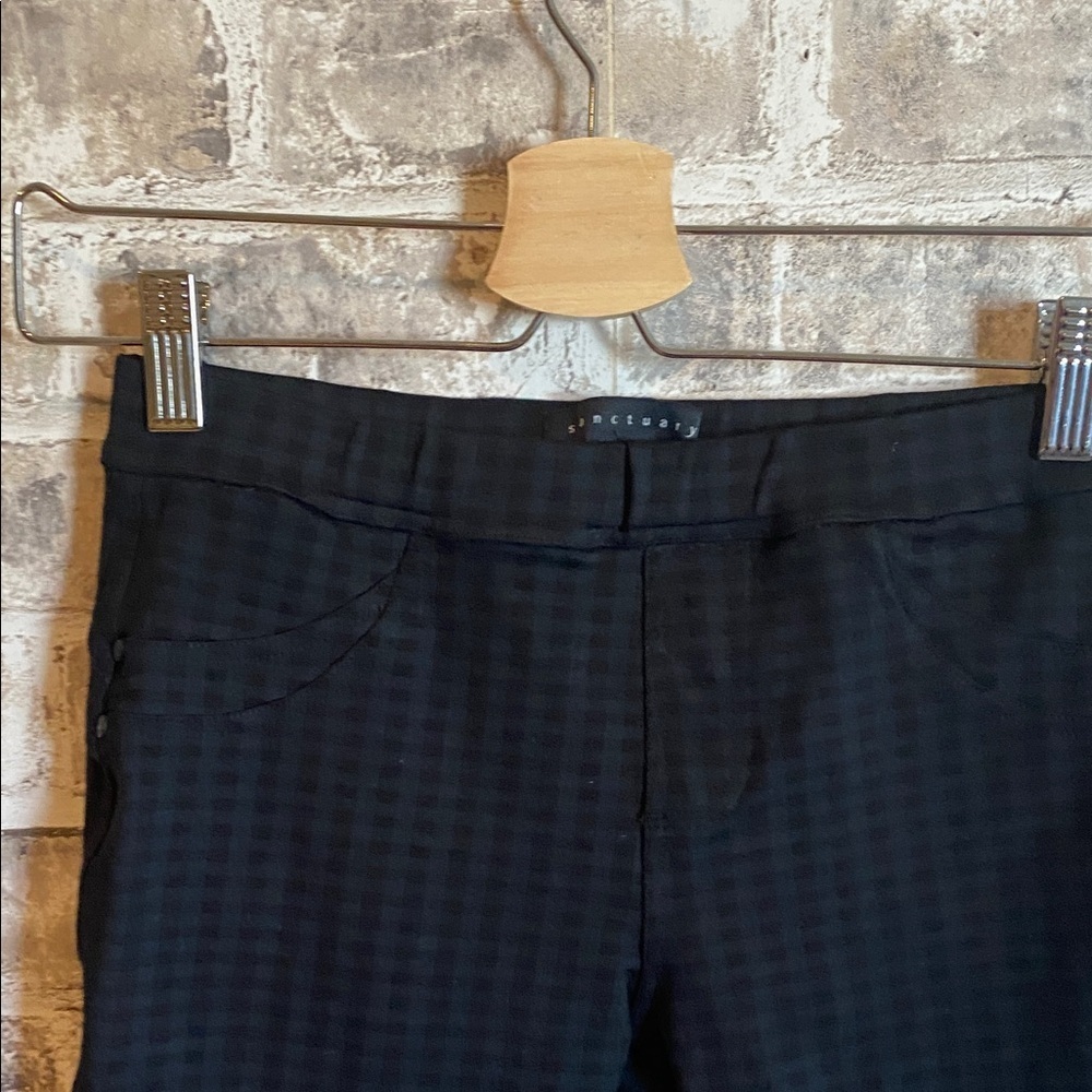 Sanctuary Black & Dark Gray Checkered Stretch Pants. Size XS.